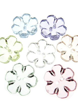 Daisy Flower Shaped Crystal Clear Buttons Cutout Petalled Sewing Craft 10-20mm - ThreadandTrimmings