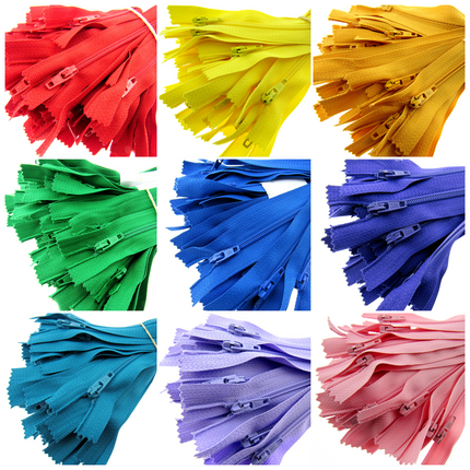 5 Pack Nylon Closed End Trebla Zips 3mm Pastels Brights Cushion Fasteners