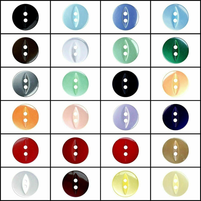 Round Fisheye Buttons Polyester 2-Hole Knitwear Sewing Craft Value Pack CFISH - ThreadandTrimmings