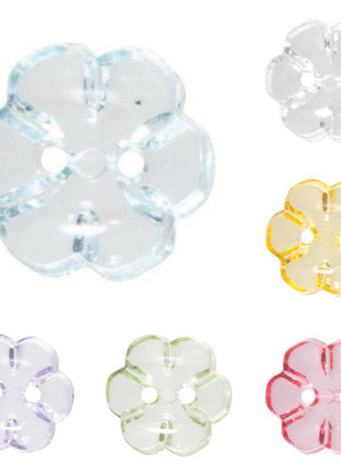 Daisy Flower Shaped Crystal Clear Buttons Cutout Petalled Sewing Craft 10-20mm - ThreadandTrimmings