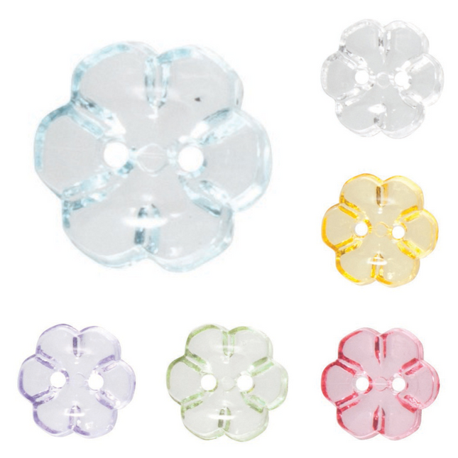 Daisy Flower Shaped Crystal Clear Buttons Cutout Petalled Sewing Craft 10-20mm - ThreadandTrimmings