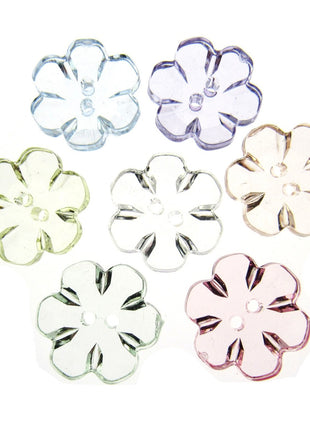 Daisy Flower Shaped Crystal Clear Buttons Cutout Petalled Sewing Craft 10-20mm - ThreadandTrimmings