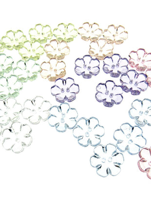 Daisy Flower Shaped Crystal Clear Buttons Cutout Petalled Sewing Craft 10-20mm - ThreadandTrimmings