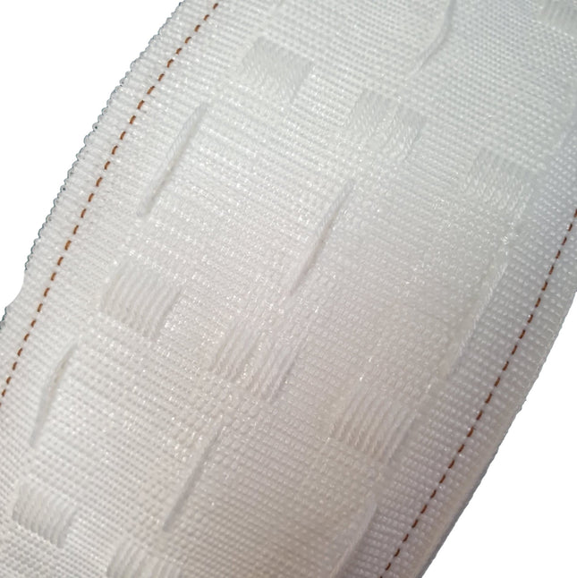 White Curtain Heading Tape Pencil Pleat 75mm (3") Wide with Red Sew Lines CT759 - ThreadandTrimmings
