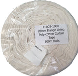 Flange Lining Curtain Tape 25mm 1 inch Wide Poly-Cotton - CT25FL