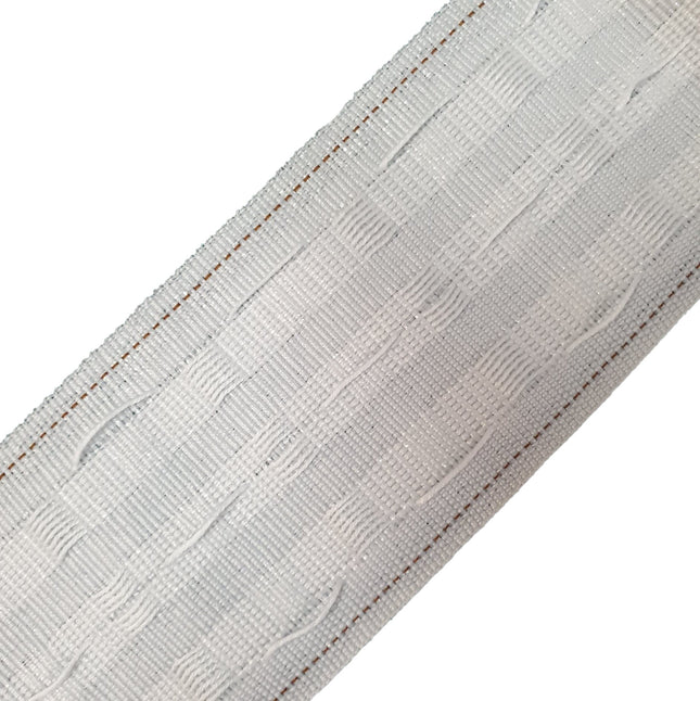 White Curtain Heading Tape Pencil Pleat 75mm (3") Wide with Red Sew Lines CT759 - ThreadandTrimmings