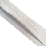 Close-up of a poly-cotton flange curtain tape on a white background