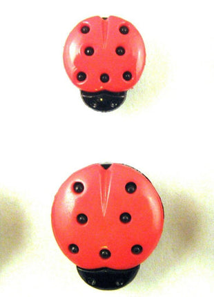 Ladybird Buttons Red and Black Shank Buttons Sizes 15mm & 20mm CN16 - ThreadandTrimmings