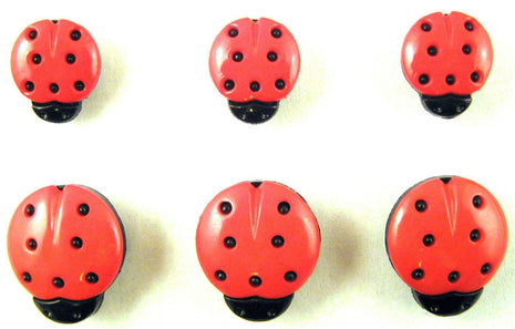 Ladybird Buttons Red and Black Shank Buttons Sizes 15mm & 20mm CN16 - ThreadandTrimmings