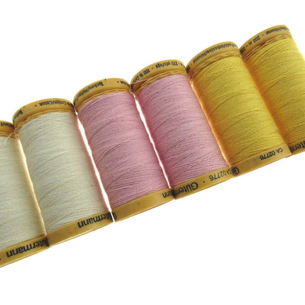 Tacking Thread by Gutermann Tailor Tacks 6 x 200m Reels Natural/Pink/Yellow - ThreadandTrimmings