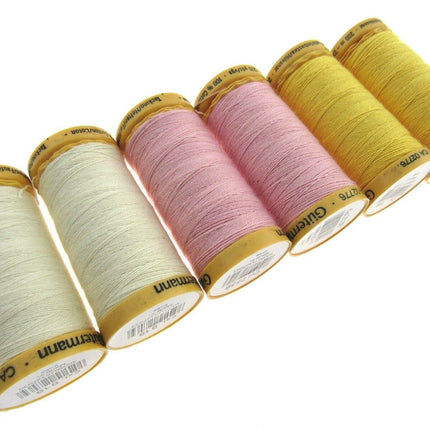 Tacking Thread by Gutermann Tailor Tacks 6 x 200m Reels Natural/Pink/Yellow - ThreadandTrimmings