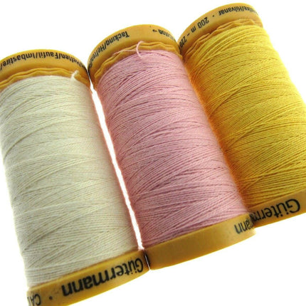 Tacking Thread by Gutermann Tailor Tacks 6 x 200m Reels Natural/Pink/Yellow - ThreadandTrimmings