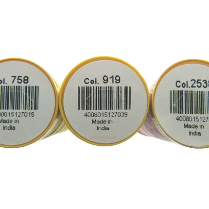 Tacking Thread by Gutermann Tailor Tacks 6 x 200m Reels Natural/Pink/Yellow - ThreadandTrimmings