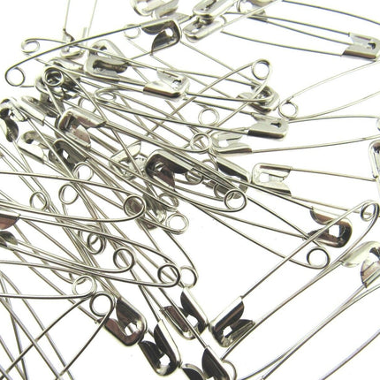 Safety Pins Nickel Plated Steel - 50 x 54mm / 2 Inch Long Approx - ThreadandTrimmings