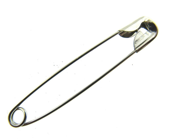 Safety Pins Nickel Plated Steel - 50 x 54mm / 2 Inch Long Approx - ThreadandTrimmings
