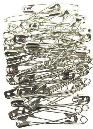 Safety Pins Nickel Plated Steel - 50 x 54mm / 2 Inch Long Approx - ThreadandTrimmings