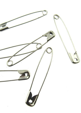 Safety Pins Nickel Plated Steel - 50 x 54mm / 2 Inch Long Approx - ThreadandTrimmings