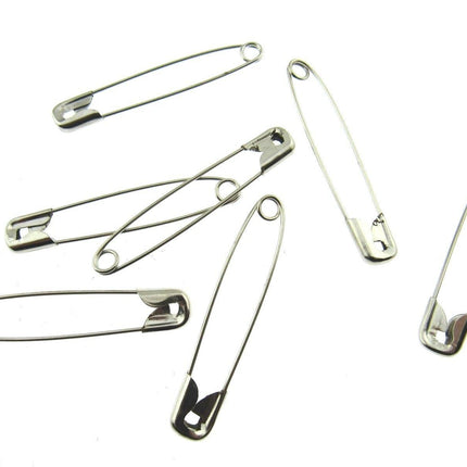Safety Pins Nickel Plated Steel - 50 x 54mm / 2 Inch Long Approx - ThreadandTrimmings