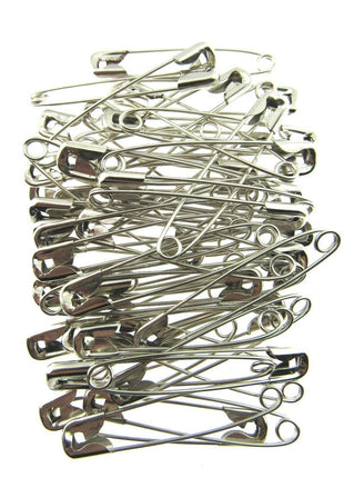 Safety Pins Nickel Plated Steel - 50 x 54mm / 2 Inch Long Approx - ThreadandTrimmings