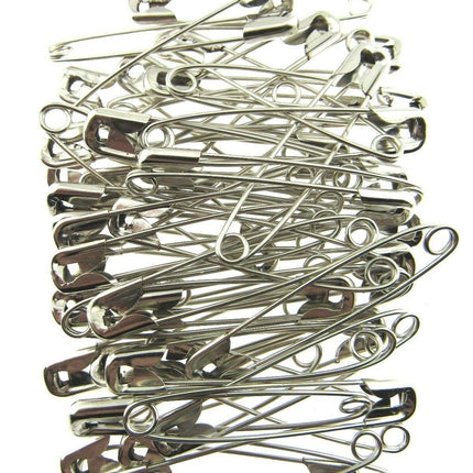 Safety Pins Nickel Plated Steel - 50 x 54mm / 2 Inch Long Approx - ThreadandTrimmings
