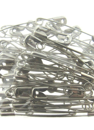 Safety Pins Nickel Plated Steel - 50 x 54mm / 2 Inch Long Approx - ThreadandTrimmings