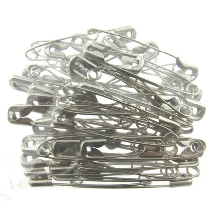 Safety Pins Nickel Plated Steel - 50 x 54mm / 2 Inch Long Approx - ThreadandTrimmings