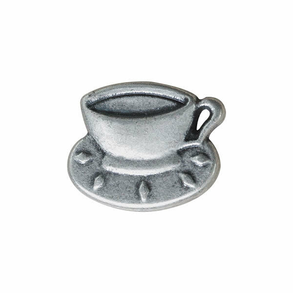 Metal Tea Cup Buttons in Antique Silver 6 pcs B463