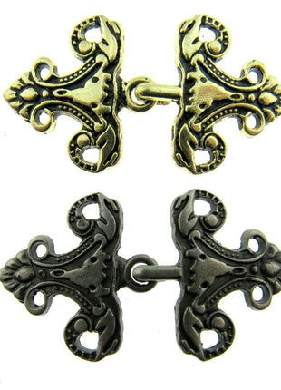 Oriental Style Frog Fastener Hook Clasp in Antique Gold or Silver 25mm CX33 - ThreadandTrimmings