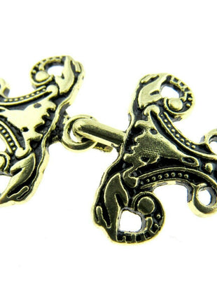 Oriental Style Frog Fastener Hook Clasp in Antique Gold or Silver 25mm CX33 - ThreadandTrimmings