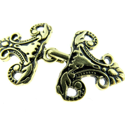 Oriental Style Frog Fastener Hook Clasp in Antique Gold or Silver 25mm CX33 - ThreadandTrimmings