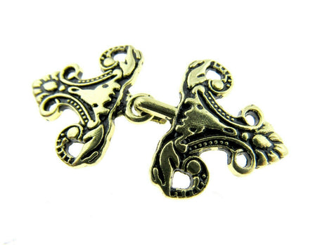 Oriental Style Frog Fastener Hook Clasp in Antique Gold or Silver 25mm CX33 - ThreadandTrimmings