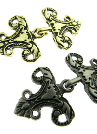 Oriental Style Frog Fastener Hook Clasp in Antique Gold or Silver 25mm CX33 - ThreadandTrimmings
