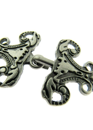 Oriental Style Frog Fastener Hook Clasp in Antique Gold or Silver 25mm CX33 - ThreadandTrimmings