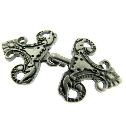 Oriental Style Frog Fastener Hook Clasp in Antique Gold or Silver 25mm CX33 - ThreadandTrimmings