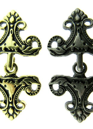 Oriental Style Frog Fastener Hook Clasp in Antique Gold or Silver 25mm CX33 - ThreadandTrimmings