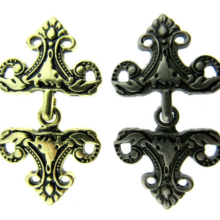 Oriental Style Frog Fastener Hook Clasp in Antique Gold or Silver 25mm CX33 - ThreadandTrimmings