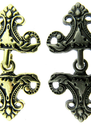 Oriental Style Frog Fastener Hook Clasp in Antique Gold or Silver 25mm CX33 - ThreadandTrimmings
