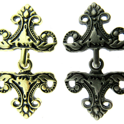 Oriental Style Frog Fastener Hook Clasp in Antique Gold or Silver 25mm CX33 - ThreadandTrimmings