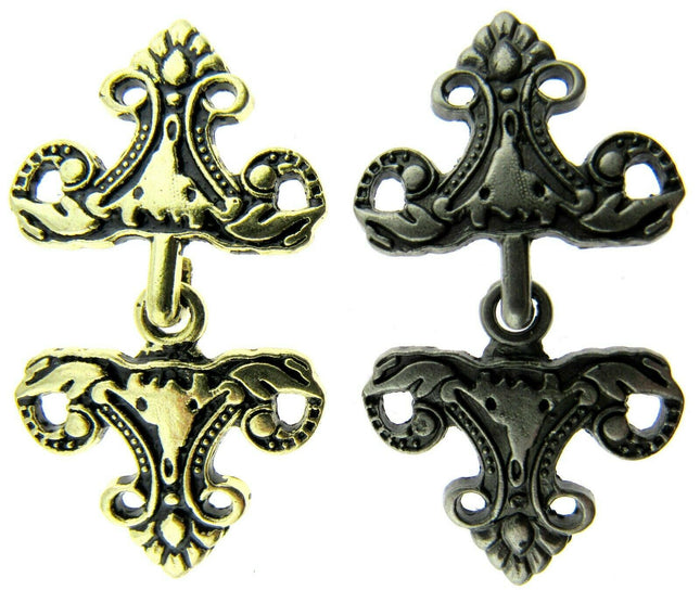 Oriental Style Frog Fastener Hook Clasp in Antique Gold or Silver 25mm CX33 - ThreadandTrimmings