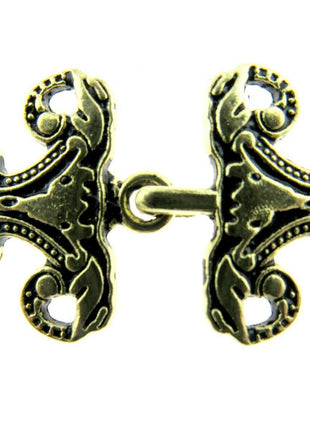 Oriental Style Frog Fastener Hook Clasp in Antique Gold or Silver 25mm CX33 - ThreadandTrimmings