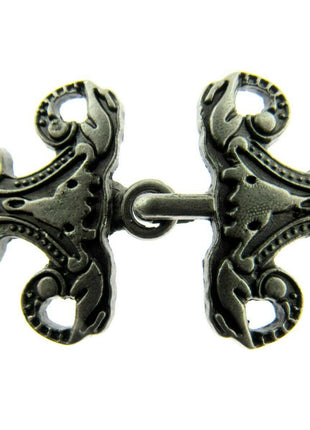 Oriental Style Frog Fastener Hook Clasp in Antique Gold or Silver 25mm CX33 - ThreadandTrimmings