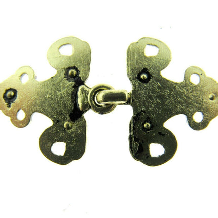 Oriental Style Frog Fastener Hook Clasp in Antique Gold or Silver 25mm CX33 - ThreadandTrimmings