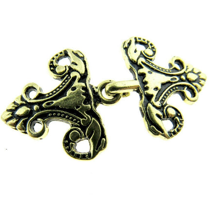 Oriental Style Frog Fastener Hook Clasp in Antique Gold or Silver 25mm CX33 - ThreadandTrimmings