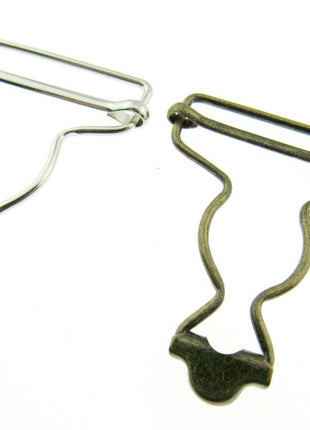 Dungaree Wire Clip For Painters Overalls in Silver or Antique Brass 38mm CX66 - ThreadandTrimmings