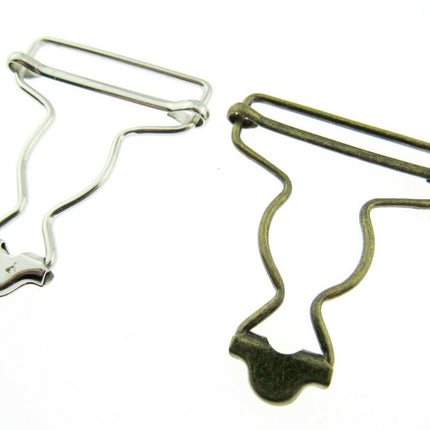 Dungaree Wire Clip For Painters Overalls in Silver or Antique Brass 38mm CX66 - ThreadandTrimmings
