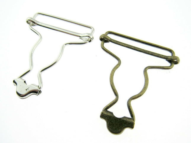 Dungaree Wire Clip For Painters Overalls in Silver or Antique Brass 38mm CX66 - ThreadandTrimmings