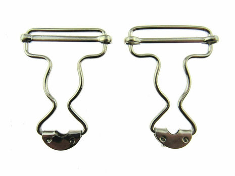 Dungaree Wire Clip For Painters Overalls in Silver or Antique Brass 38mm CX66 - ThreadandTrimmings