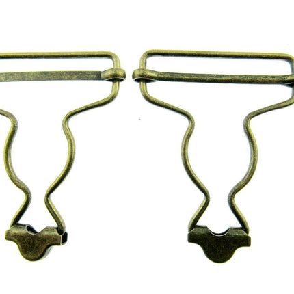 Dungaree Wire Clip For Painters Overalls in Silver or Antique Brass 38mm CX66 - ThreadandTrimmings