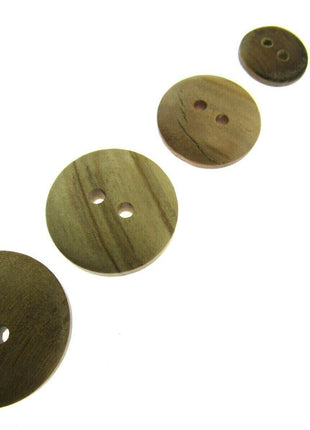 Round Wooden Domed Buttons Made From Olive Trees - CW6 - 5 Sizes - ThreadandTrimmings