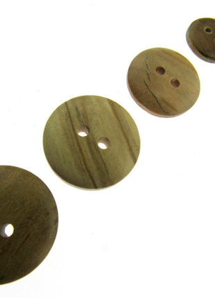 Round Wooden Domed Buttons Made From Olive Trees - CW6 - 5 Sizes - ThreadandTrimmings